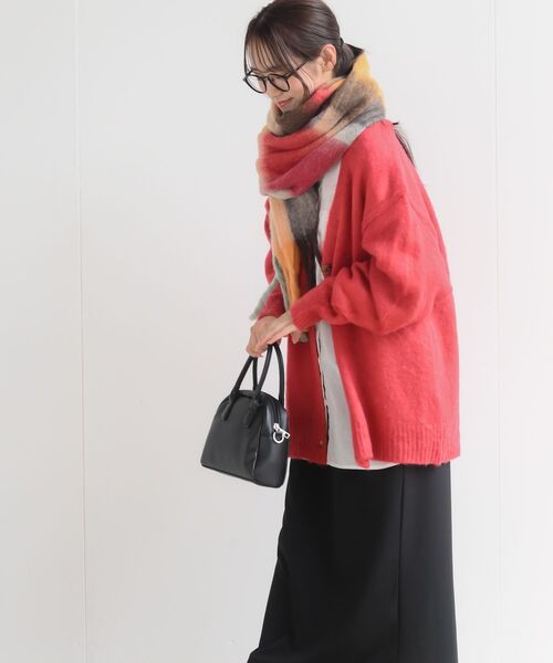 rps（アールピーエス）の「チェック柄ボリュームマフラー（マフラー・レディース・イエロー/グリーン/パープル/マスタード/オレンジ/グレー/ライトグレー/ダークグリーン/ブルー/ダークパープル/ラベンダー/ブラウン・フリー）」の16枚目の写真