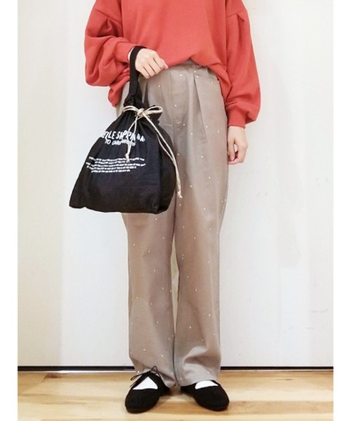 Samansa Mos2 blue（サマンサモスモスブルー）の「ドット刺繍パンツ（その他パンツ・レディース・ブラック/グレー/カーキ/ライトベージュ・ﾌﾘ-）」の4枚目の写真