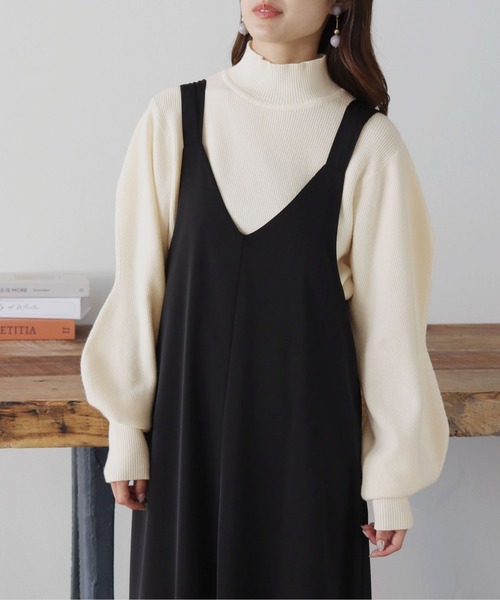 HER CLOSET(ハークローゼット)の「【shemoshelly】もちもちデザインボリュームスリーブハイネックニット(ニット/セーター・レディース・ブラック/アイボリー/ピンクベージュ/モカ/グリーン/ブルーグレー・M)」の14枚目の写真