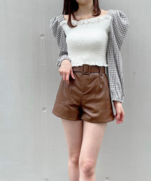 【titty&Co.PETIT】フェイクレザーベルトショーパン