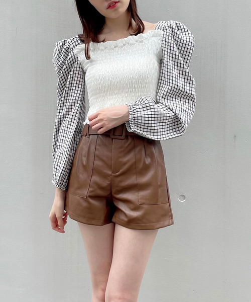 titty＆Co. PETIT（ティティアンドコープティ）の「【titty&Co.PETIT】フェイクレザーベルトショーパン（その他パンツ・レディース・ブラック/ブラウン・SMALL/MEDIUM/LARGE）」の8枚目の写真