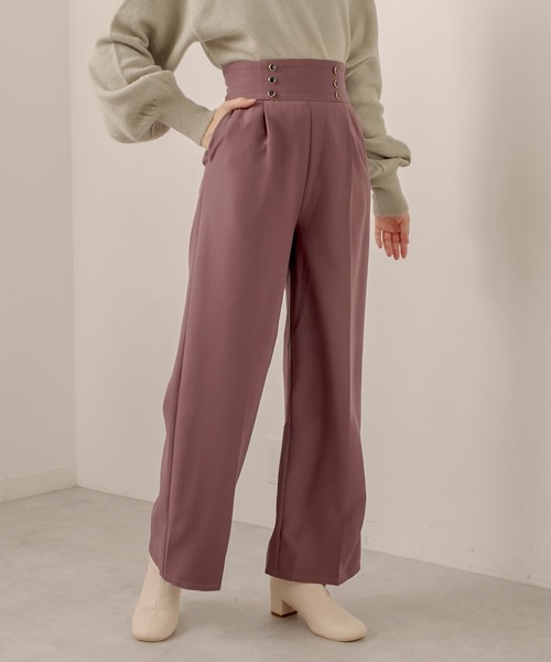 OLIVE des OLIVE（オリーブデオリーブ）の「ハイウエストワイドパンツ（その他パンツ・レディース・ベージュ/ブラック/ブラウン・FREE）」の2枚目の写真