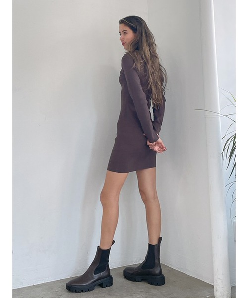 Vicente(ヴィセンテ)の「Keyhole stretch onepiece(ワンピース・レディース・ブラック/ブラウン・FREE)」の7枚目の写真