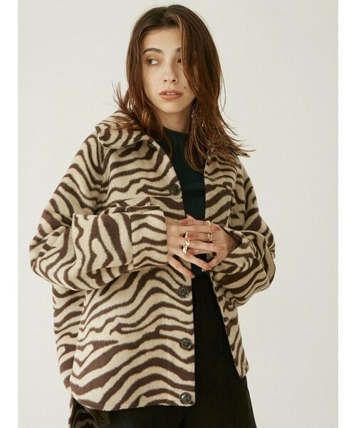 EVRIS(エヴリス)の「フェイクウールシャツ(シャツ/ブラウス・レディース・ブラック/パープル/その他1・FREE)」の4枚目の写真