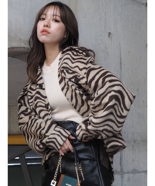 EVRIS(エヴリス)の「フェイクウールシャツ(シャツ/ブラウス・レディース・ブラック/パープル/その他1・FREE)」の9枚目の写真