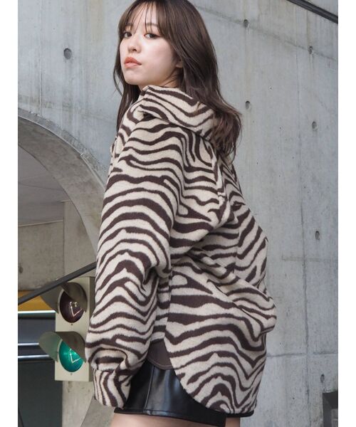 EVRIS(エヴリス)の「フェイクウールシャツ(シャツ/ブラウス・レディース・ブラック/パープル/その他1・FREE)」の8枚目の写真