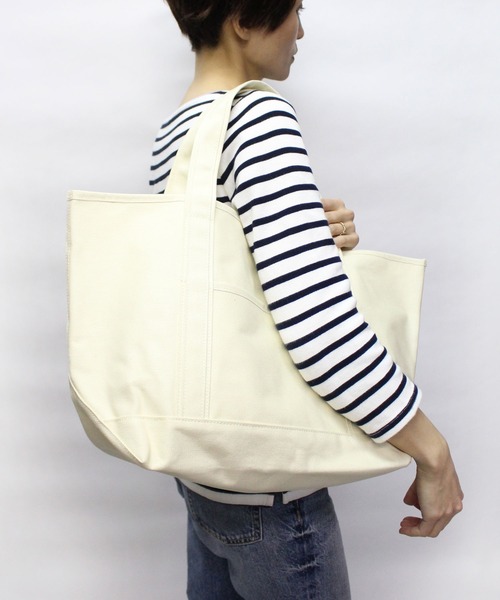 MAKE UP(メイクアップ)の「MAKE UP TIMELESS TIMELESS キャンバストートバッグL(バンダナ付)(トートバッグ・メンズ・オフホワイト/ネイビー/グレー/ブラック・FREE)」の1枚目の写真