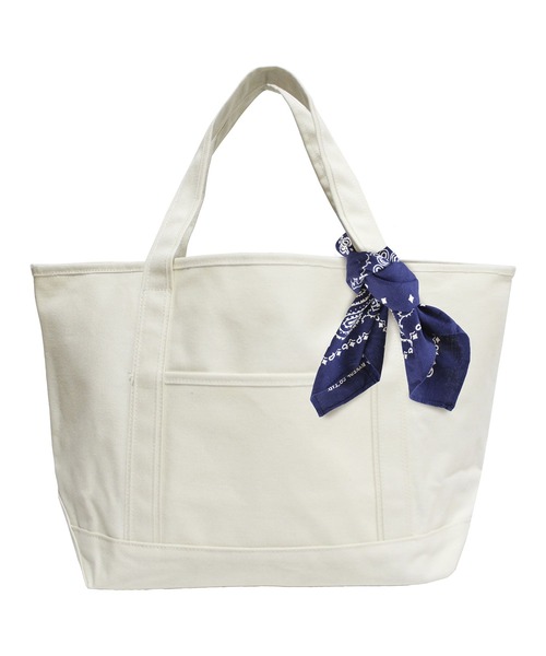 MAKE UP(メイクアップ)の「MAKE UP TIMELESS TIMELESS キャンバストートバッグL(バンダナ付)(トートバッグ・メンズ・オフホワイト/ネイビー/グレー/ブラック・FREE)」の7枚目の写真