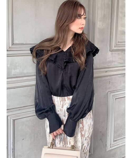 RESEXXY（リゼクシー）の「ボリュームスリーブラッフルブラウス（シャツ/ブラウス・レディース・ホワイト/ブラック/オレンジ・FREE）」の7枚目の写真