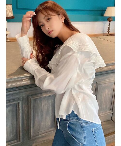 RESEXXY（リゼクシー）の「ボリュームスリーブラッフルブラウス（シャツ/ブラウス・レディース・ホワイト/ブラック/オレンジ・FREE）」の13枚目の写真