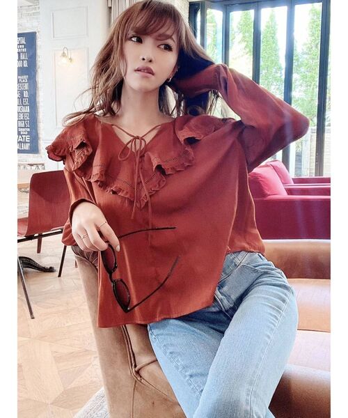 RESEXXY（リゼクシー）の「ボリュームスリーブラッフルブラウス（シャツ/ブラウス・レディース・ホワイト/ブラック/オレンジ・FREE）」の19枚目の写真