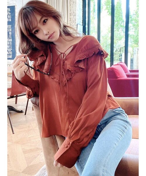 RESEXXY（リゼクシー）の「ボリュームスリーブラッフルブラウス（シャツ/ブラウス・レディース・ホワイト/ブラック/オレンジ・FREE）」の20枚目の写真