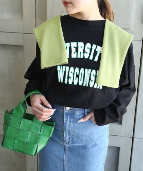 moment+（モーメントプラス）の「フェイクレザー 2WAY編み込みショルダーバッグ（ショルダーバッグ・レディース・ブラック/オフホワイト/オレンジ/グリーン/イエロー×グリーン・FREE）」の19枚目の写真