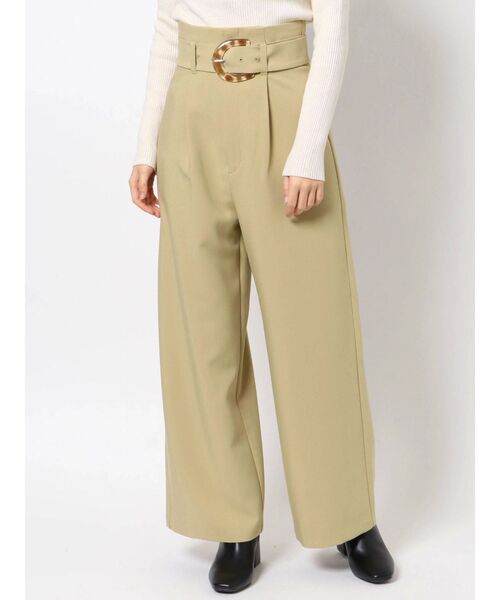 MURUA(ムルーア)の「ハイウエストタックワイドパンツ(スラックス・レディース・イエロー/ブラック/アイボリー・2/1)」の5枚目の写真