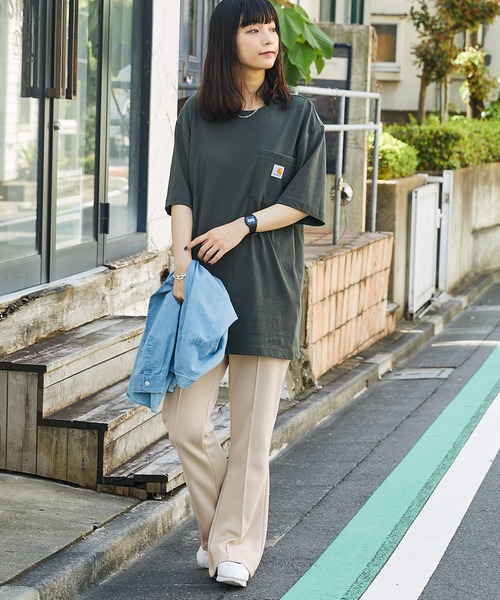 Dickies(ディッキーズ)の「Dickies/ディッキーズ ロゴワッペンジャージーセンタータックフレアパンツ(その他パンツ・レディース・ブラック/オフホワイト/オレンジ/グリーン・M/L)」の9枚目の写真