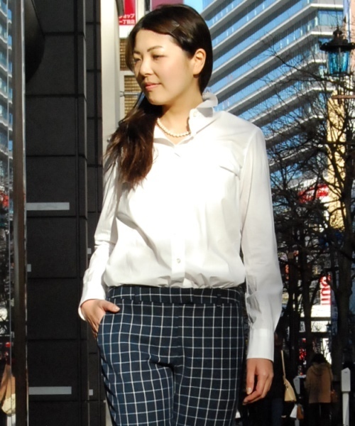 ESTNATION（エストネーション）の「ESTNATION チェックシャツ（シャツ/ブラウス・レディース・ブルー/ホワイト/カリビアンブルー/ダークインディゴブルー/シャーベット・38/36）」の2枚目の写真