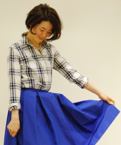 ESTNATION（エストネーション）の「ESTNATION チェックシャツ（シャツ/ブラウス・レディース・ブルー/ホワイト/カリビアンブルー/ダークインディゴブルー/シャーベット・38/36）」の3枚目の写真