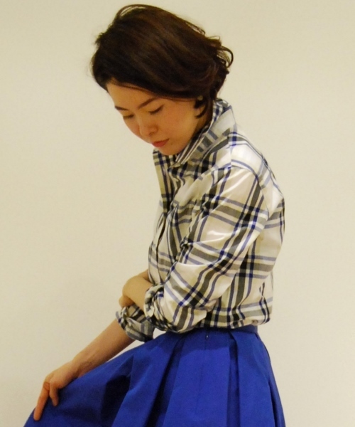 ESTNATION（エストネーション）の「ESTNATION チェックシャツ（シャツ/ブラウス・レディース・ブルー/ホワイト/カリビアンブルー/ダークインディゴブルー/シャーベット・38/36）」の6枚目の写真