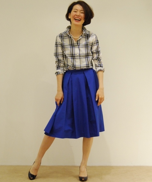 ESTNATION（エストネーション）の「ESTNATION チェックシャツ（シャツ/ブラウス・レディース・ブルー/ホワイト/カリビアンブルー/ダークインディゴブルー/シャーベット・38/36）」の10枚目の写真