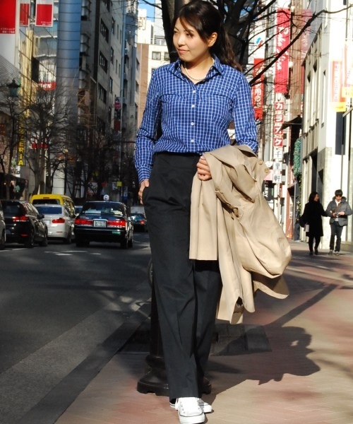 ESTNATION（エストネーション）の「ESTNATION チェックシャツ（シャツ/ブラウス・レディース・ブルー/ホワイト/カリビアンブルー/ダークインディゴブルー/シャーベット・38/36）」の11枚目の写真