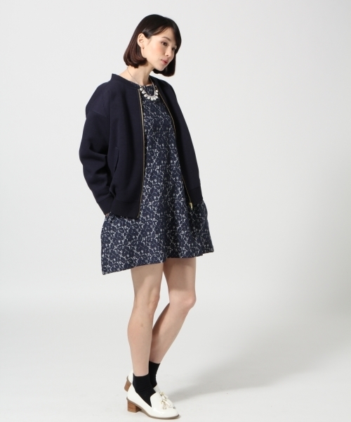 LEPSIM（レプシィム）の「ボンディングAラインワンピース　560063（ワンピース・レディース・アイボリー/グレー/ネイビー・MEDIUM/LARGE）」の6枚目の写真