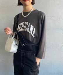 AMERICANA | [Americana×JEANS FACTORY/アメリカーナ×ジーンズファクトリー] 別注 7分袖ラグランスリーブ カレッジロゴプリントTシャツ(Tシャツ/カットソー)