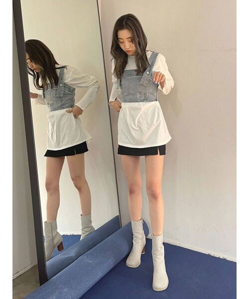 EMODA（エモダ）の「カーブスリーブボーイズロングTシャツ（Tシャツ/カットソー・レディース・ホワイト/ブラック/ベージュ/パープル・FREE）」の11枚目の写真