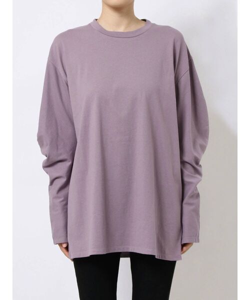 EMODA（エモダ）の「カーブスリーブボーイズロングTシャツ（Tシャツ/カットソー・レディース・ホワイト/ブラック/ベージュ/パープル・FREE）」の21枚目の写真