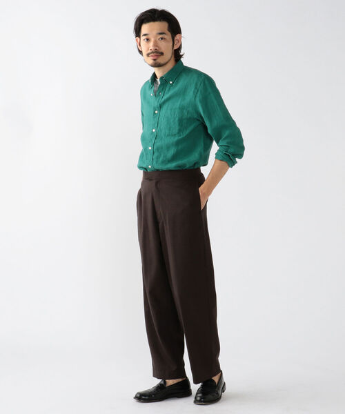 BEAMS PLUS（ビームスプラス）の「BEAMS PLUS / トロピカルウール チェック ドローストリング トラウザーズ（スラックス・メンズ・グレー系その他/ブラウン系その他・S/L/XL/M）」の6枚目の写真