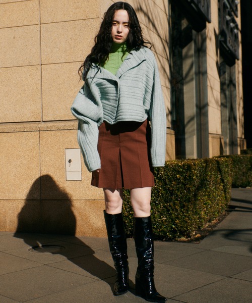 LE CIEL BLEU（ルシェルブルー）の「ランダムワイドリブニット / Random Wide Rib Knit（カーディガン/ボレロ・レディース・グレー/ライトグリーン/ダークラベンダー・36）」の3枚目の写真