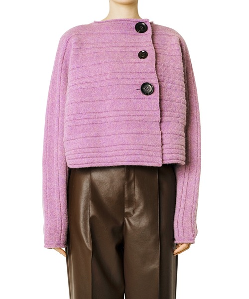 LE CIEL BLEU（ルシェルブルー）の「ランダムワイドリブニット / Random Wide Rib Knit（カーディガン/ボレロ・レディース・グレー/ライトグリーン/ダークラベンダー・36）」の9枚目の写真
