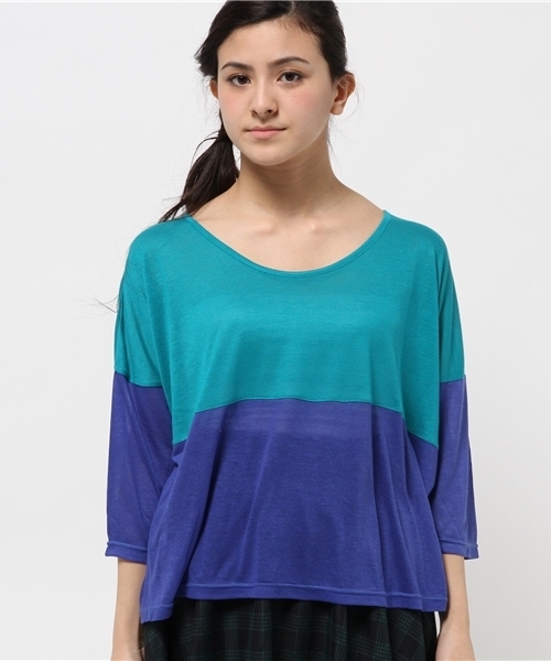 チャイハネ（チャイハネ）の「【チャイハネ】ティオン バイカラートップ（Tシャツ/カットソー・レディース・ターコイズブルー/レッド/グレー・FREE）」の8枚目の写真