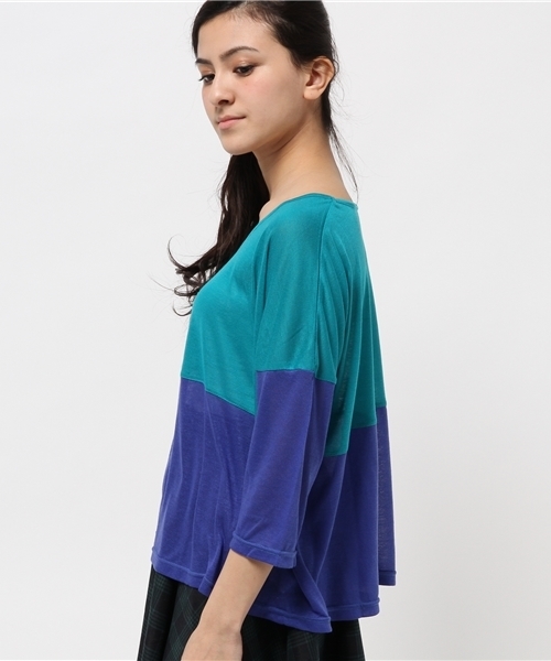 チャイハネ（チャイハネ）の「【チャイハネ】ティオン バイカラートップ（Tシャツ/カットソー・レディース・ターコイズブルー/レッド/グレー・FREE）」の9枚目の写真