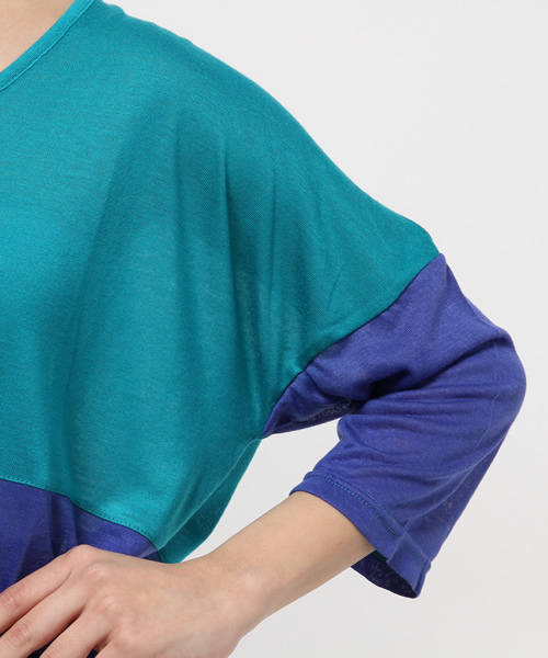 チャイハネ（チャイハネ）の「【チャイハネ】ティオン バイカラートップ（Tシャツ/カットソー・レディース・ターコイズブルー/レッド/グレー・FREE）」の12枚目の写真