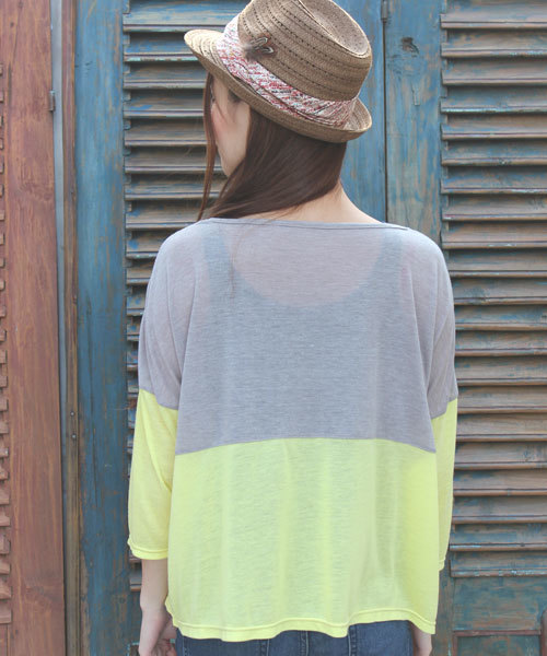 チャイハネ（チャイハネ）の「【チャイハネ】ティオン バイカラートップ（Tシャツ/カットソー・レディース・ターコイズブルー/レッド/グレー・FREE）」の4枚目の写真