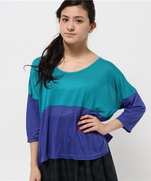 チャイハネ（チャイハネ）の「【チャイハネ】ティオン バイカラートップ（Tシャツ/カットソー・レディース・ターコイズブルー/レッド/グレー・FREE）」の7枚目の写真