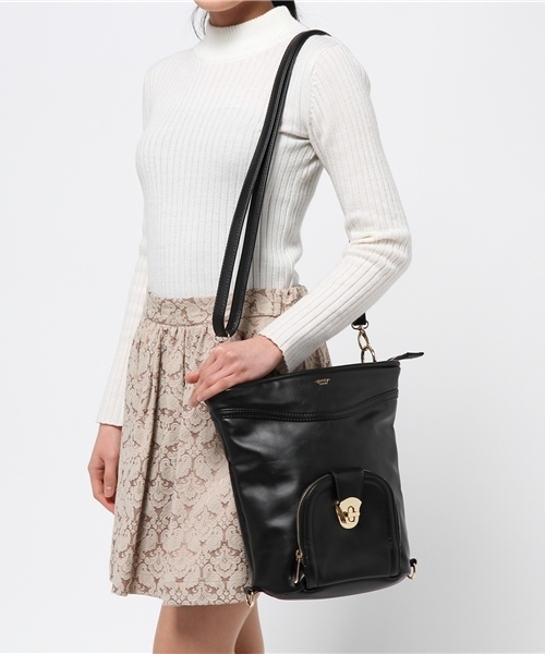 OUTLET（アウトレット）の「【goocy】3WAYリュックショルダーBag（ショルダーバッグ・レディース・ブラック/アイボリー・FREE）」の10枚目の写真