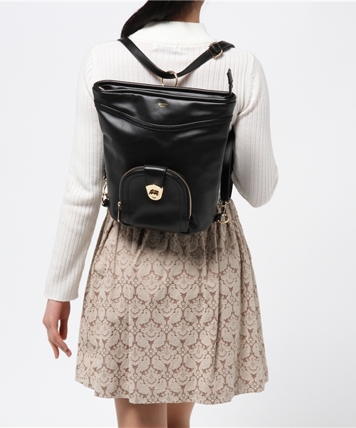 OUTLET（アウトレット）の「【goocy】3WAYリュックショルダーBag（ショルダーバッグ・レディース・ブラック/アイボリー・FREE）」の11枚目の写真