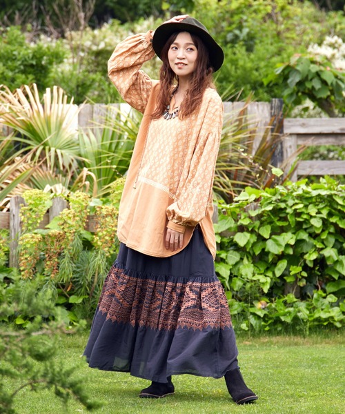 チャイハネ（チャイハネ）の「【チャイハネ】ブロックプリントトップス（その他トップス・レディース・ホワイト/ベージュ/ネイビー・FREE）」の12枚目の写真