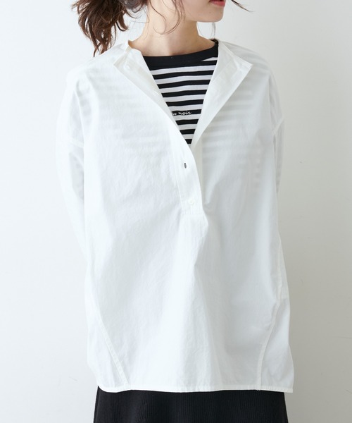 PUAL CE CIN（ピュアルセシン）の「塩縮加工タイプライタープルオーバーブラウス（シャツ/ブラウス・レディース・ホワイト/グレイッシュベージュ/チャコール/チャコールグレー・FREE）」の19枚目の写真