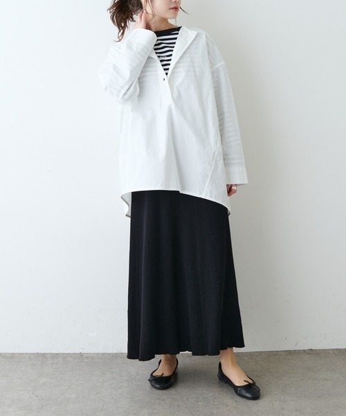 PUAL CE CIN（ピュアルセシン）の「塩縮加工タイプライタープルオーバーブラウス（シャツ/ブラウス・レディース・ホワイト/グレイッシュベージュ/チャコール/チャコールグレー・FREE）」の9枚目の写真