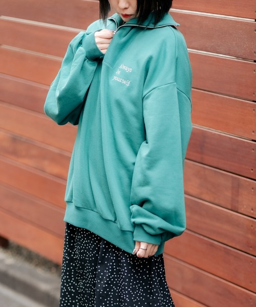 DuKKah（デュカ）の「Dukkah/【低身長向け】ハーフジップ刺繍スウェット（スウェット・レディース・レッド/グリーン/スミクロ・X-SMALL）」の16枚目の写真