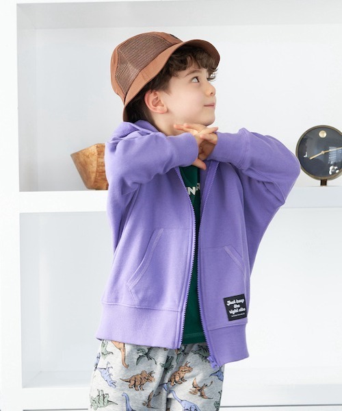b・ROOM（ビールーム）の「ドルマンシルエットZIPパーカ（パーカー・キッズ・ベージュ/トップグレー/パープル・110cm/90cm/100cm/130cm/120cm）」の3枚目の写真