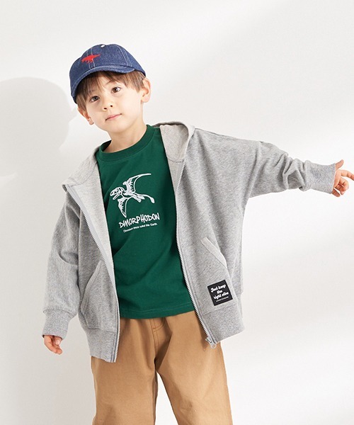b・ROOM（ビールーム）の「ドルマンシルエットZIPパーカ（パーカー・キッズ・ベージュ/トップグレー/パープル・110cm/90cm/100cm/130cm/120cm）」の2枚目の写真