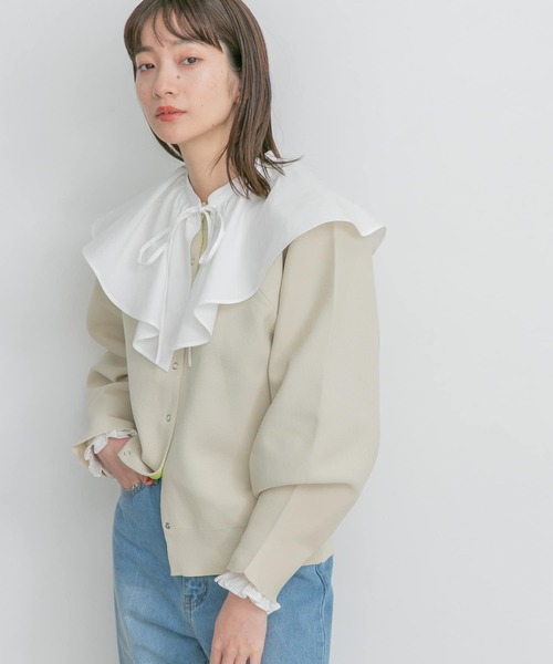 KBF - 新品♡KBF＊ボリュームスリーブシャツ   ホワイト KBF（ケイビーエフ）の「ボリュームスリーブ付け襟（シャツ