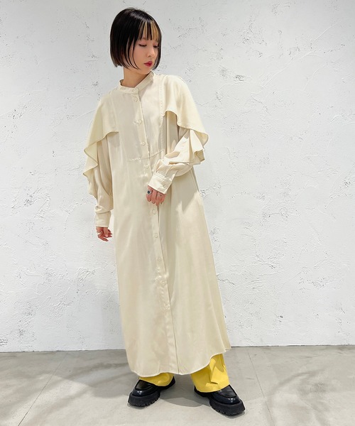 apres jour mignon（アプレジュールミニョン）の「デザインバンドカラーシャツワンピース【ZOZOTOWN限定アイテム】（ワンピース・レディース・ブラック/アイボリー/マスタード・X-LARGE/フリー）」の5枚目の写真