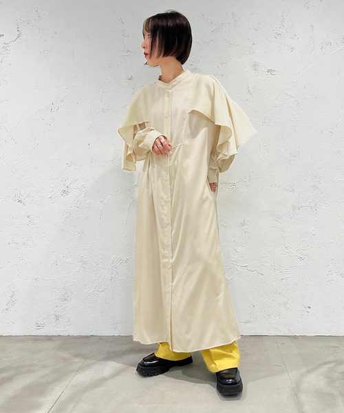 apres jour mignon（アプレジュールミニョン）の「デザインバンドカラーシャツワンピース【ZOZOTOWN限定アイテム】（ワンピース・レディース・ブラック/アイボリー/マスタード・X-LARGE/フリー）」の6枚目の写真