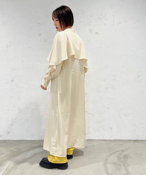 apres jour mignon（アプレジュールミニョン）の「デザインバンドカラーシャツワンピース【ZOZOTOWN限定アイテム】（ワンピース・レディース・ブラック/アイボリー/マスタード・X-LARGE/フリー）」の8枚目の写真