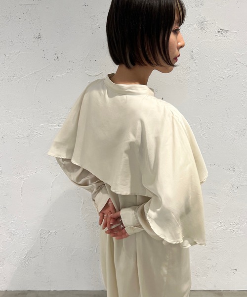 apres jour mignon（アプレジュールミニョン）の「デザインバンドカラーシャツワンピース【ZOZOTOWN限定アイテム】（ワンピース・レディース・ブラック/アイボリー/マスタード・X-LARGE/フリー）」の4枚目の写真