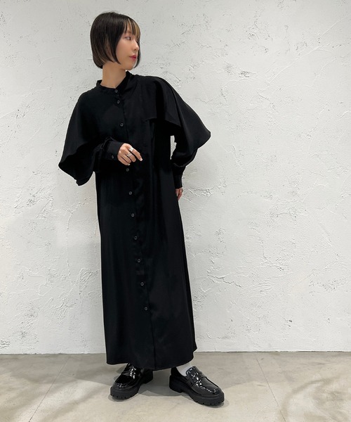 apres jour mignon（アプレジュールミニョン）の「デザインバンドカラーシャツワンピース【ZOZOTOWN限定アイテム】（ワンピース・レディース・ブラック/アイボリー/マスタード・X-LARGE/フリー）」の11枚目の写真